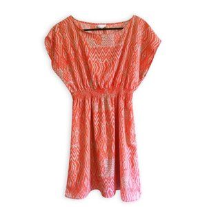 Cute Orange & Tan Tribal Print Mini Tunic Dress